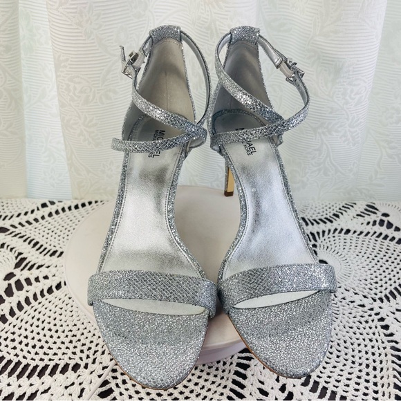 Michael Kors Ava Mid Sandal Size 8.5 Silver Color NEW WITH BOX.#0679 - Picture 16 of 17